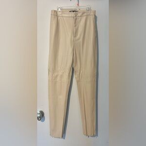 Zara beige faux leather pants